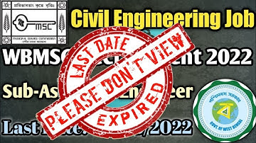 WBMSC Sub-Assistant Engineer Recruitment Review 2022 | 42 Civil Engg. Job | Last Date: 06/08/2022