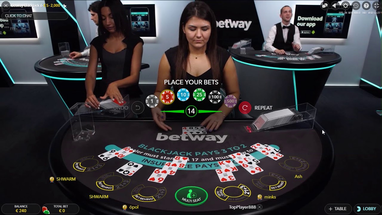 Live Blackjack 50€ Hand Betway Casino YouTube