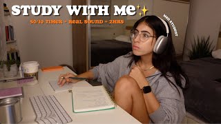 Study With Me ✨med student, 50/10, real sound, pomodoro timer   fireplace sound s