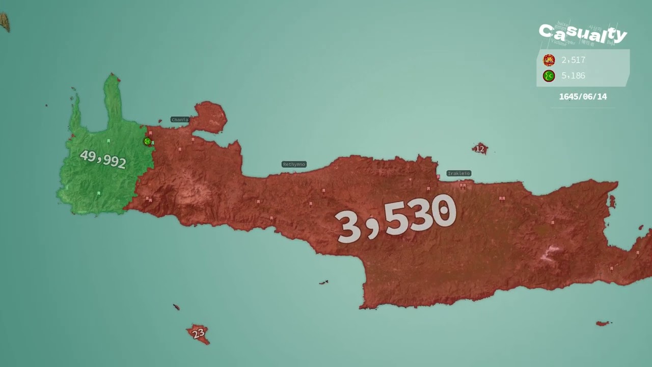 The Cretan War (1645–1669) using Google Maps