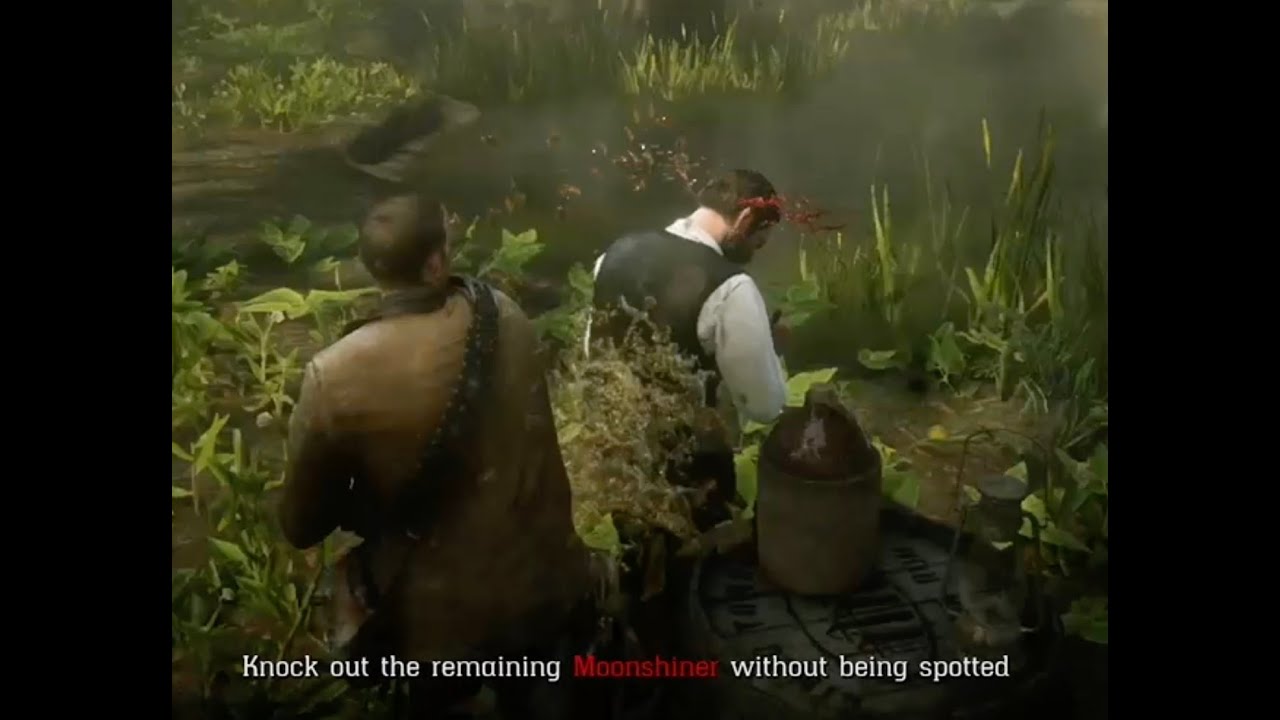 Arthur Morgan stops some  Moonshiners 