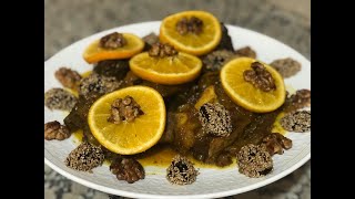 Viande au jus d'orange et noix caramélisé/اللحم بعصير البرتقال و الكركاع روعة  قسما بالله متشبع منها