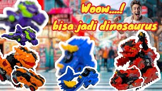 Wow!! KENDARAAN MENJADI DINOSAURUS.? Unboxing mainan Mobil Dinosaurus, SUKA TABRAKAN!!