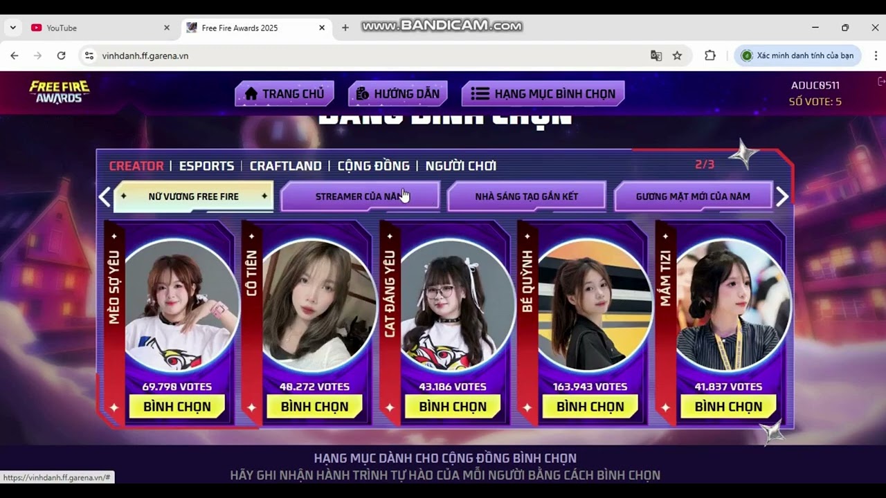 bình chọn cho LMC tại FREE FIRE AWARDS 2025 - 03