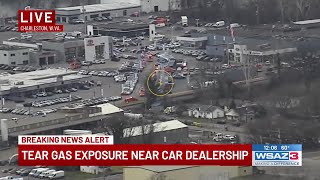 Tear gas exposure near car dealership
