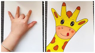Handprint Animals Drawings for Kids | Fun Zoo Animal Handprint Crafts for Kids