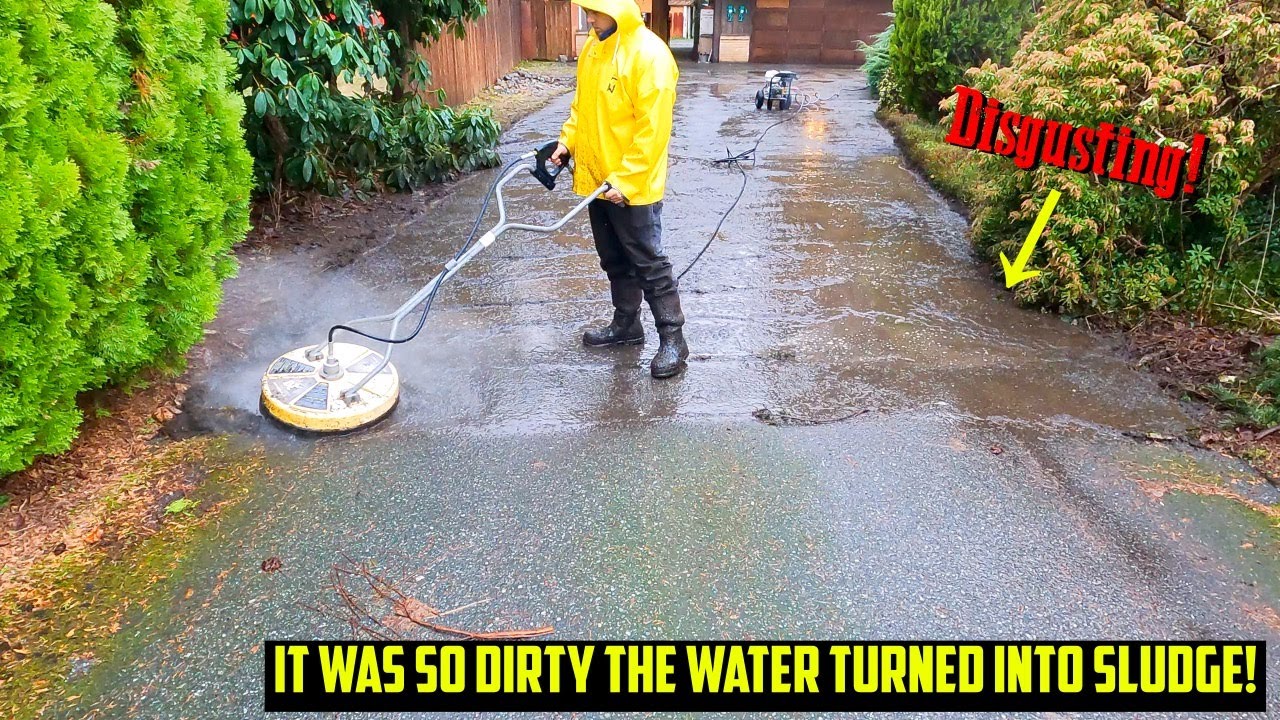 Cleaning A HORRIFIC Amount Of FILTH OFF Driveway! Pressure Washing