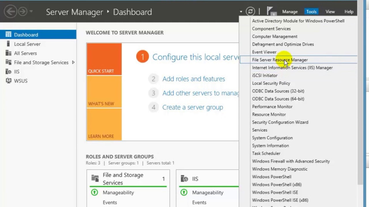 Using FSRM to Manage Quotas, File Screens, and Storage ReportsWindows