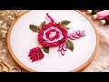 Most Beautiful Rose Flower Hand Embroidery 💖 | Easy &amp; Relaxing Stitching
