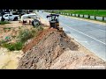 Excellent techniques of machinery bulldozer working push  cutting slope clearing soil in project