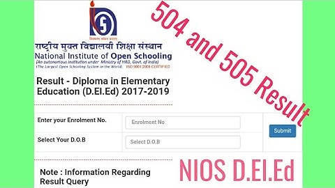 NIOS D.El.Ed 2nd sem result 2018, (501,502,503,504 and505)
