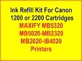 Ink Refill Kit With Refillable Cartridges For Canon Maxify MB2320, MB2020, MB5020, MB5320
