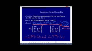 Answer set solving in practice, computational aspects, approximation (blue board)