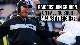 Oakland raiders head coach jon gruden on 40-33 loss to the kansas city
chiefs. full story: https://bayareane.ws/2snyei5
---------------------- subscribe s...