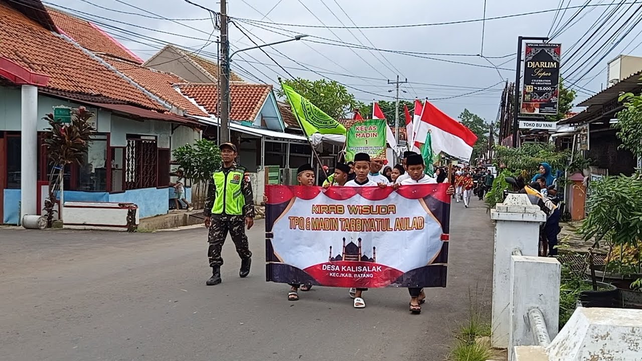 Kirab wisuda TPQ & Madin tarbiyatul aulad | atraksi drumband banser desa kalisalak batang jateng 
