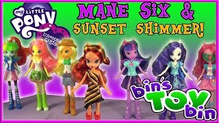 Equestria Girls HUGE Unboxing! Mane Six Movie Dolls + Sunset Shimmer! by Bin's Toy Bin
