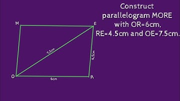 How to construct a parallelogram MORE with OR=6cm RE=4.5cm and EO=7.5cm.shsirclasses.