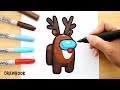 How to draw AMONG US REINDEER | Christmas #2