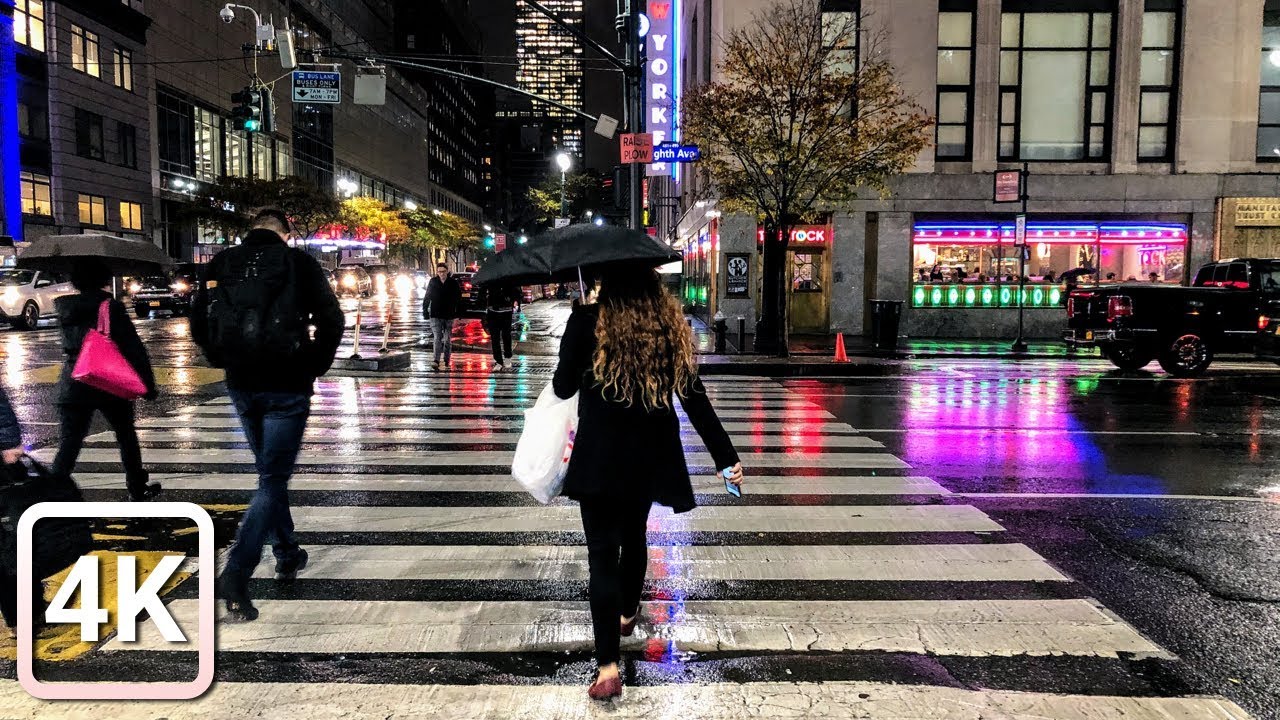 NYC RAIN STORM WALK 2019 | Binaural Audio | 4K | Beautiful New York ...