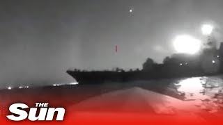 Ukrainian kamikaze sea drone attacks Russian warship at Novorossiysk naval base