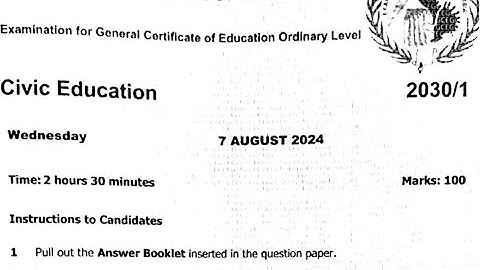 2024 GCE Civic Education ~ Exam revision questions and answers P 1