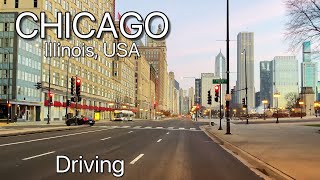 driving in downtown Chicago in the morning , Illinois, usa, Chicago 4K / @travelusa78