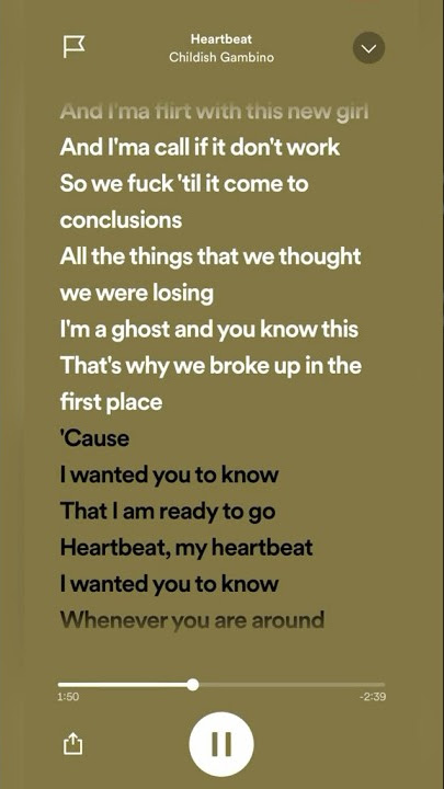 song: Heartbeat - Childish Gambino |#childishgambinotypebeat #songlyrics