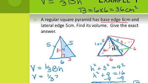 Chapter 11 Lesson 7 Volume of Pyramids and Cones