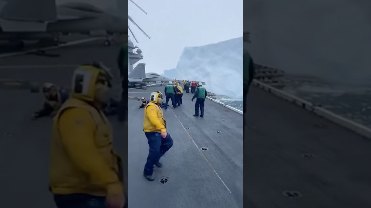 Flight deck crew face towering ice wall — raw moments at sea 