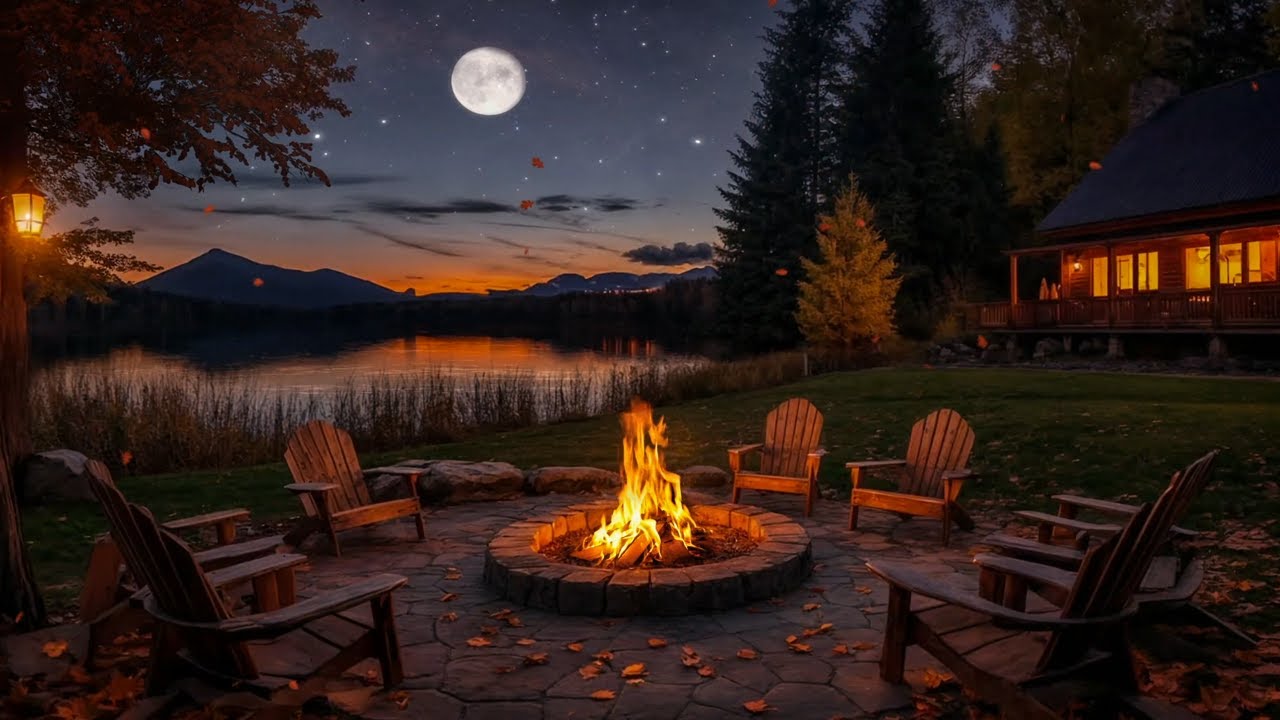 Moon Over Autumn Lake π Warm Fireside Sounds & Serene Water Ambience for Peaceful Sleep Moon Over Autumn Lake π Warm Fireside Sounds & Serene Water Ambience for Peaceful Sleep