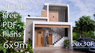 Plan 3D Interior Design Home Plan 6x9 Meter Full Plan 2 Beds 1 Bath