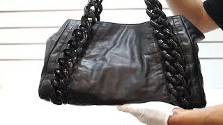 CHANEL Calfskin Rhodoid Modern Chain East West Tote Black E5245