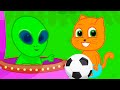 Cats Family in English - Alien Learns To Play Cartoon for Kids