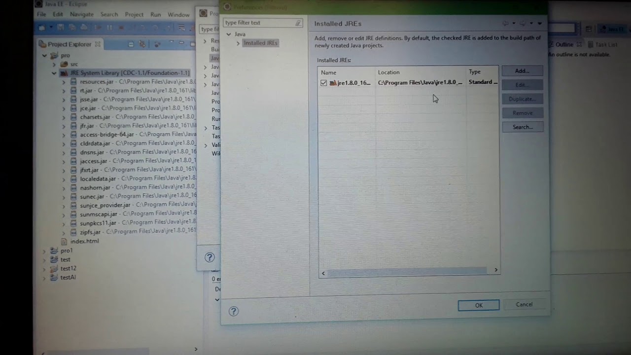 to remove the warning caused by jre...(java projects tutorial) - YouTube