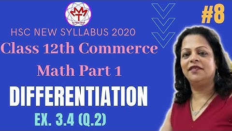 Differentiation Class12th Commerce New Syllabus 2020. Implicit function. Ex 3.4(Q.2) Krupa Vaidya