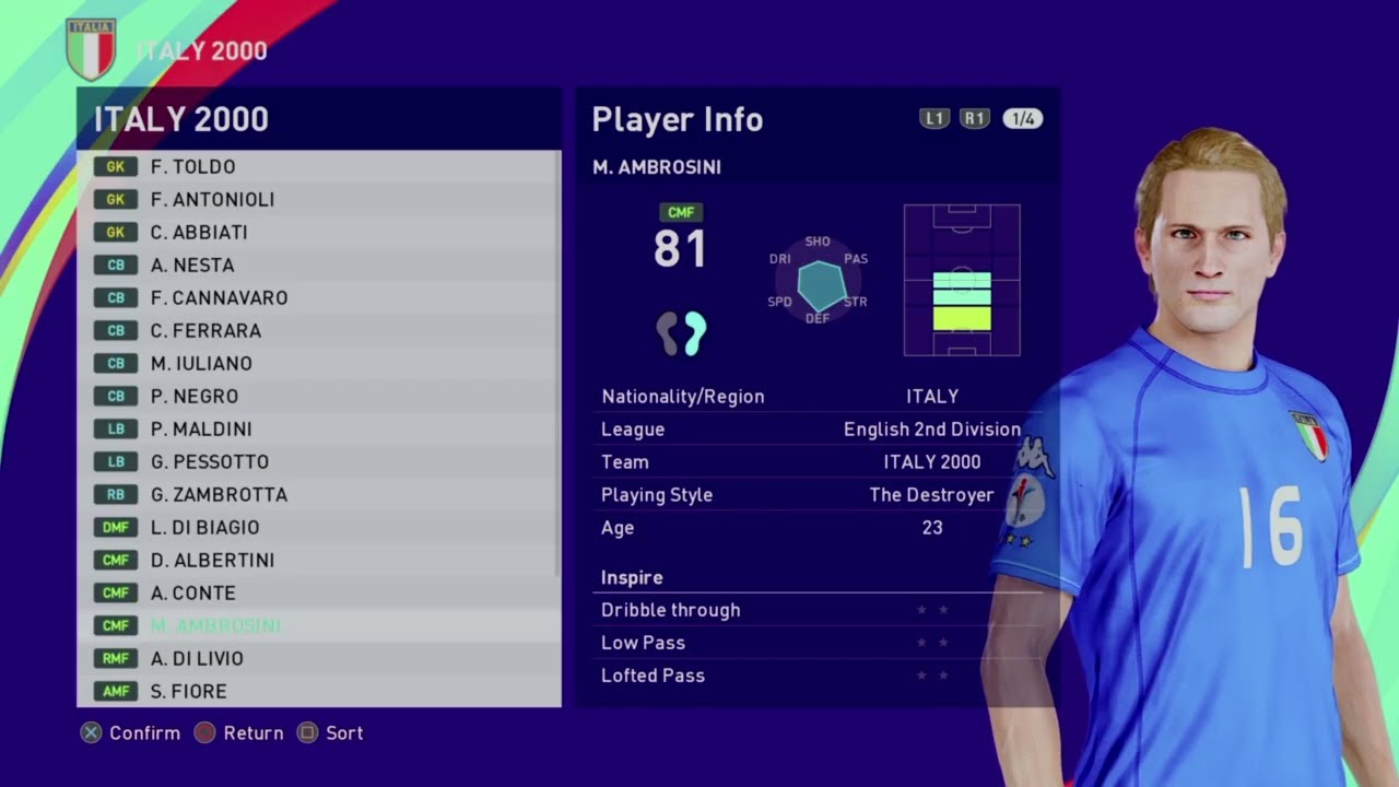 ITALY 2000 - EURO 2000 BELGIUM/HOLLAND - GROUP B - PES 2021 PS4