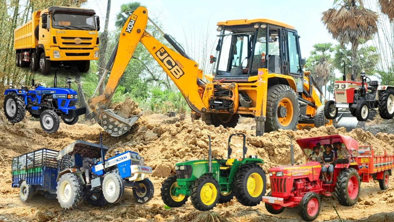 JCB 3DX Eco machine mud tractor trolley loading l Jcb tractor video l