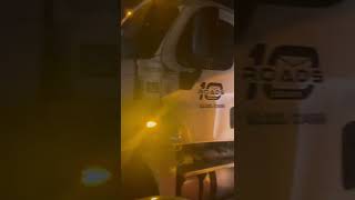 10 Roads Express Fort Worth TX Crazy Trucker turning right from left turn lane on Mark IV to Meachum