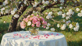 [soft piano playlist] morning light on pink and white flowers | piano playlist screenshot 5