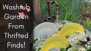 HOW TO MAKE A VINTAGE WASHTUB GARDEN! How to Use Thrift Haul Finds in the Garden!
