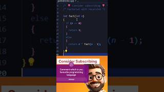 Factorial of a number | Factorial program| java, python C,C++, javascript |  #education #learning