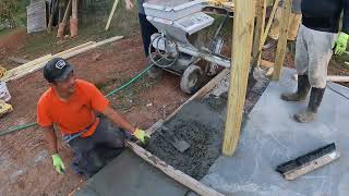 Mud Mixer | Pouring a 20x40 slab using bags concrete