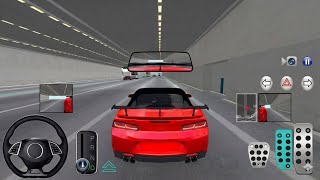 New red Chevrolet Camaro in rest area- 3D Driving Class- offline android iPhone gameplay screenshot 1