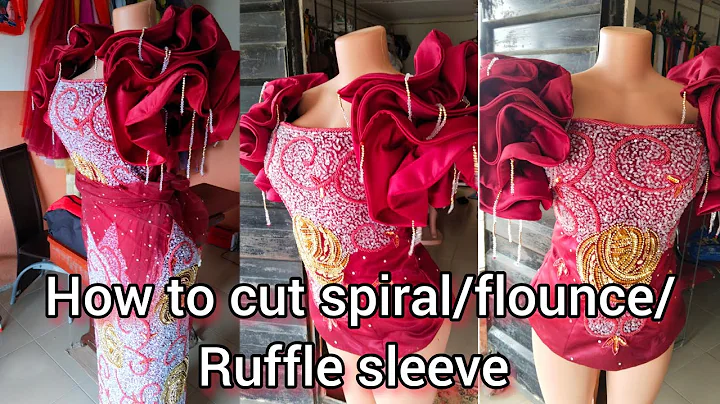 how to cut a spiral flounce sleeve for blouse and how to attach crinoline to it.// Ruffle//detailed