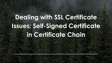 Dealing with SSL Certificate Issues: Self-Signed Certificate in Certificate Chain