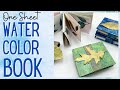 One Sheet Folded Watercolor Book and Painted Leaves