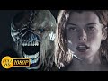 Milla Jovovich meets Mutant Nemesis for the first time, who attacks her / Resident Evil: Apocalypse