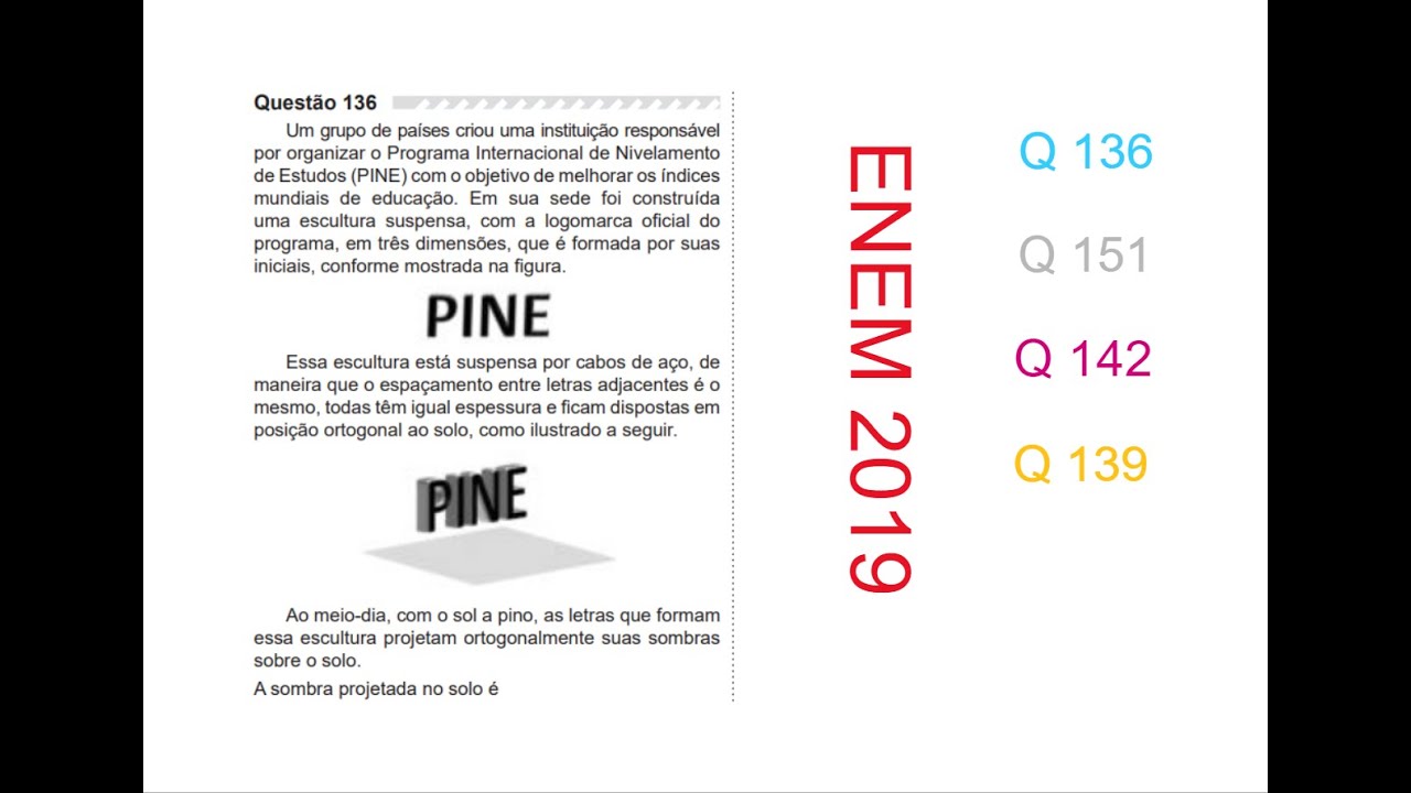 REVISÃO PARA O ENEM - Questão 136 Caderno AZUL - ENEM 2019: A sombra ...