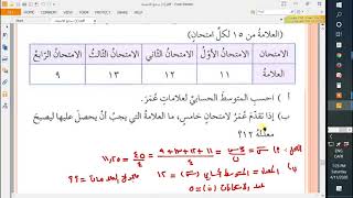 الصف السابع / الرياضيات / حل تمارين ومسائل درس المتوسط الحسابي