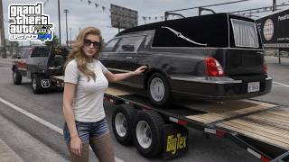 Gta 5 Works As Female Trucker Deliver Lincoln Town Car Hearse To LS Funeral Home!